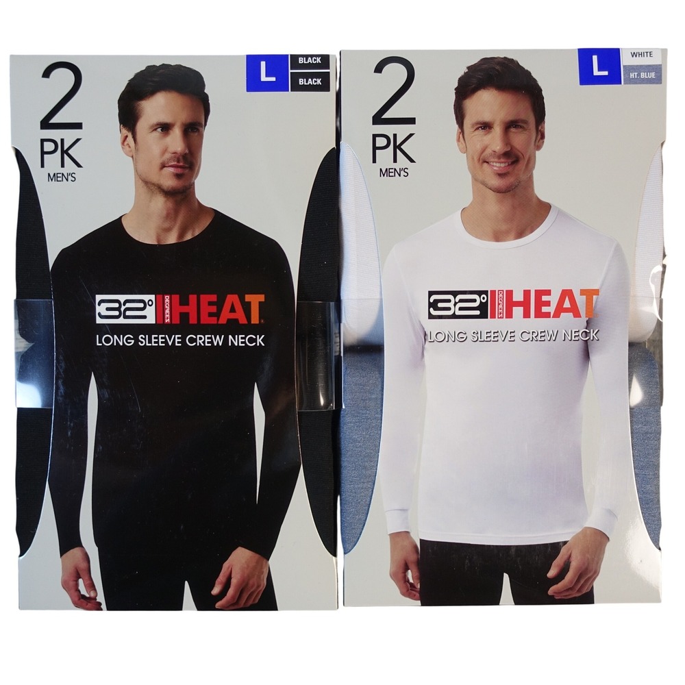 32 Degrees Heat Long Sleeve Crew Neck Thermal Base Layer Men Large 4 Pack